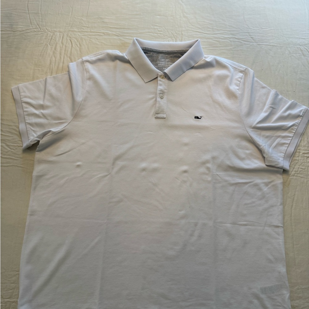 Vineyard Vines Edgartown Classic White Polo with Subtle Whale Chest Emblem XXL